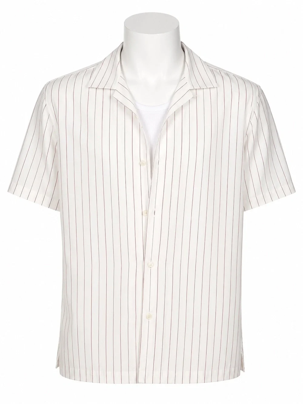 Banana Republic Short-Sleeve White Camp Shirt with Red Pinstripes-sz XL